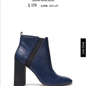 Halston Heritage leather ankle boot NWOB Navy /blk